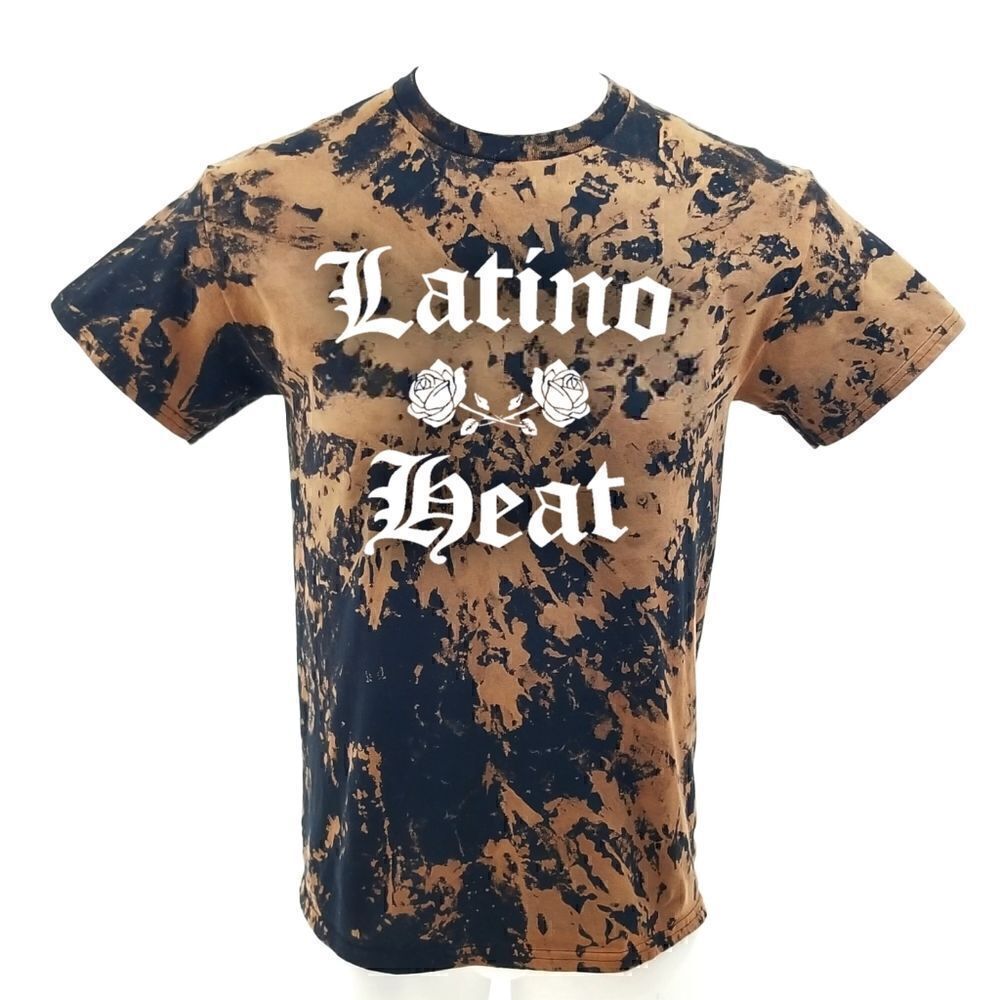 LATINO HEAT Acid Wash Distressed Wrestling Tee- band tee rock tee tap tee mexico